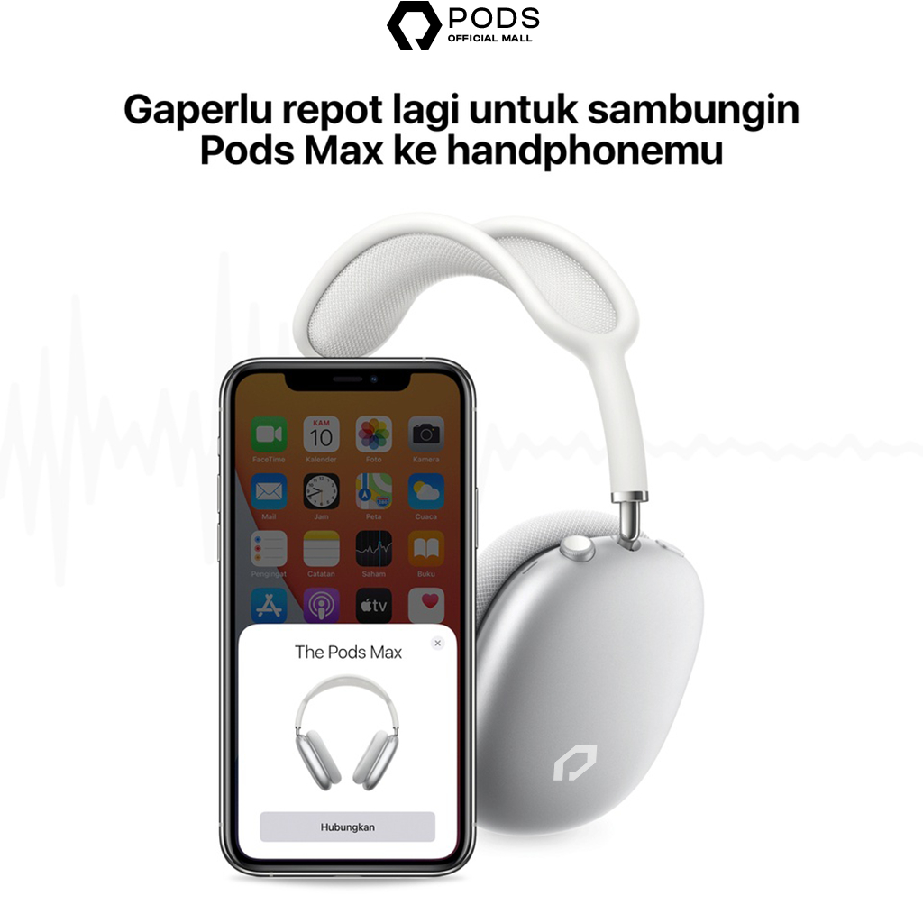 The Pods Max 2023 Wireless Bluetooth Headpones for IOS &amp; Android by Pods Indonesiaa