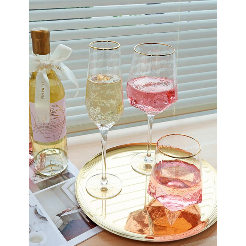 Ivory Wine Glass / Wine Glass With Golden Line / Gelas Kaca