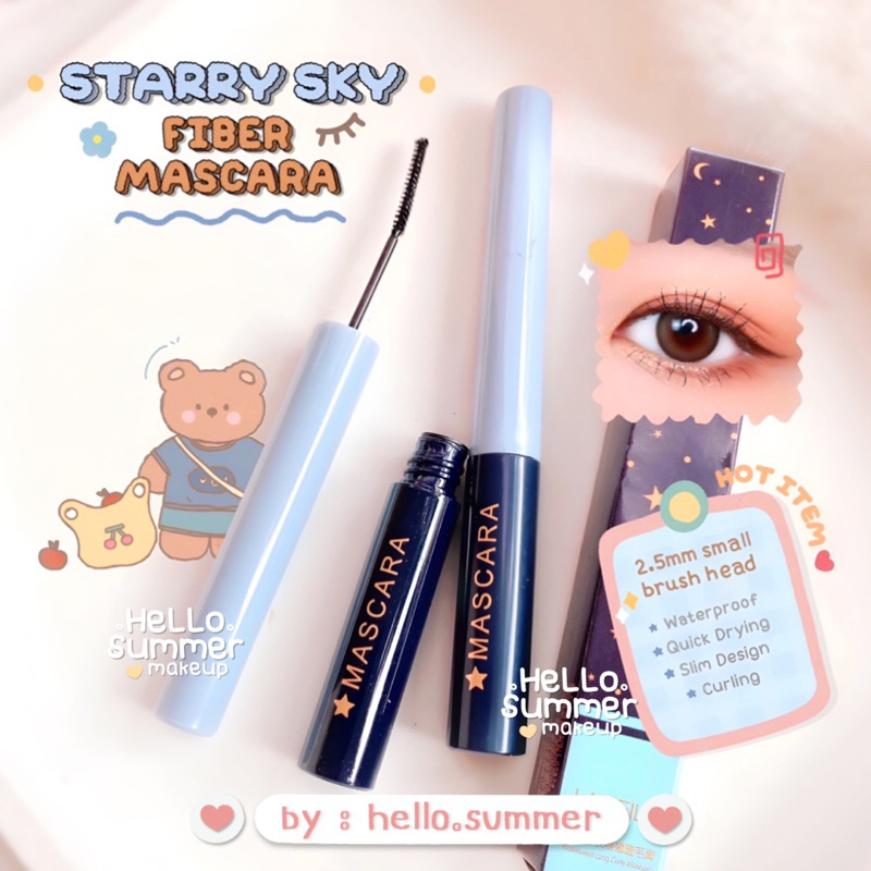 Starry Sky Slim Fiber Micro Slender Mascara Lentik Korean Makeup Waterproof Black &amp; Brown