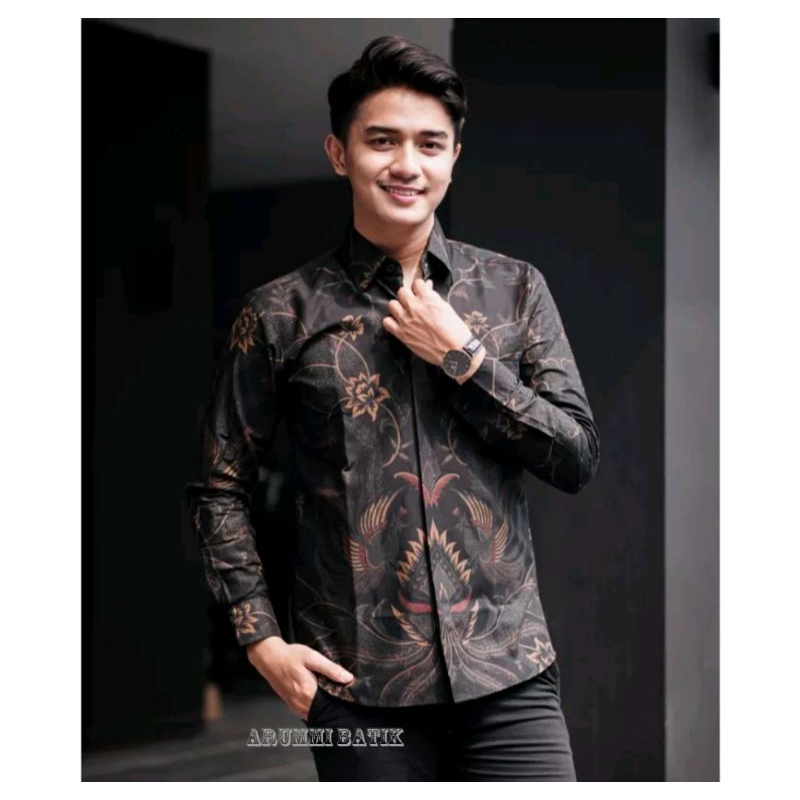 BAJU BATIK PRIA LENGAN PANJANG SLIM FIT LAPIS FURING MODERN Motif Haikal