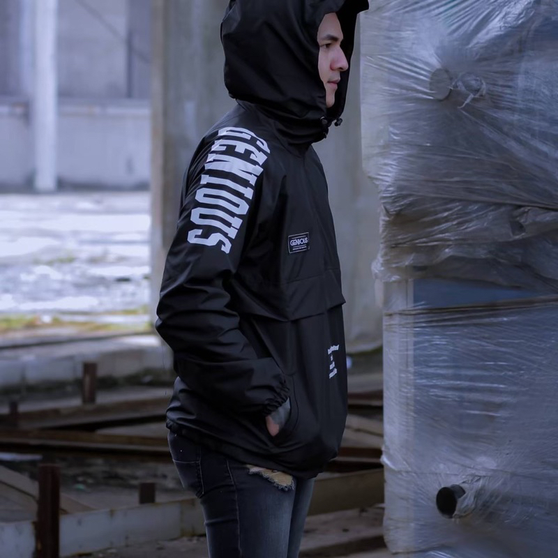 Jaket Cougle Waterpoof Jaket Genious Jaket Parasut Jaket Pria Hitam Just Do It