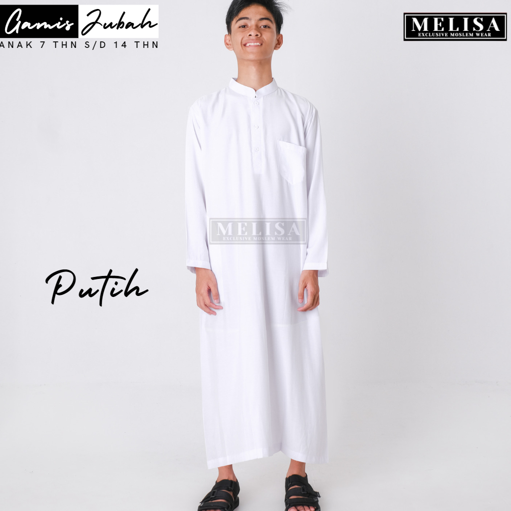 Baju Koko Anak Jubah Anak Gamis Anak Baju Koko Muslim Lengan Panjang koko anak Laki Laki Ukuran M L XL Warna Putih