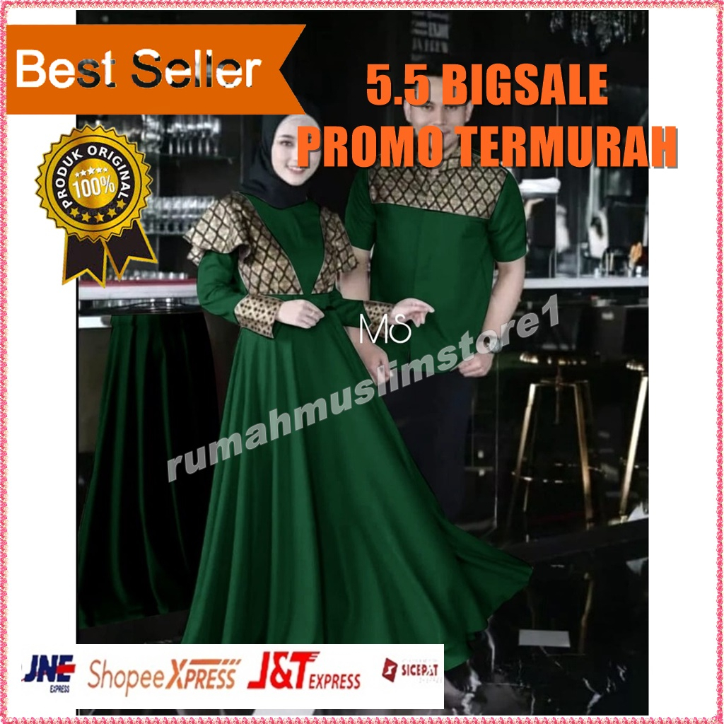 RMS1 Gamis Batik Kombinasi Polos Remaja Terbaru Modern 2023 - Baju Perempuan Kapelan Keluarga Suami 