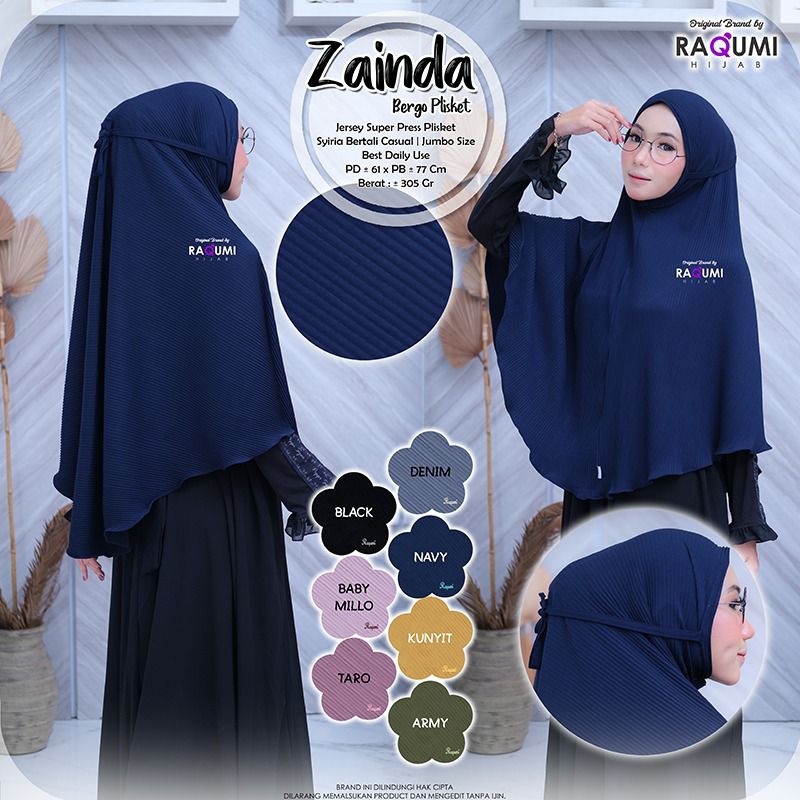 ZAINDA BERGO PLISKET BY RAQUMI HIJAB ORI