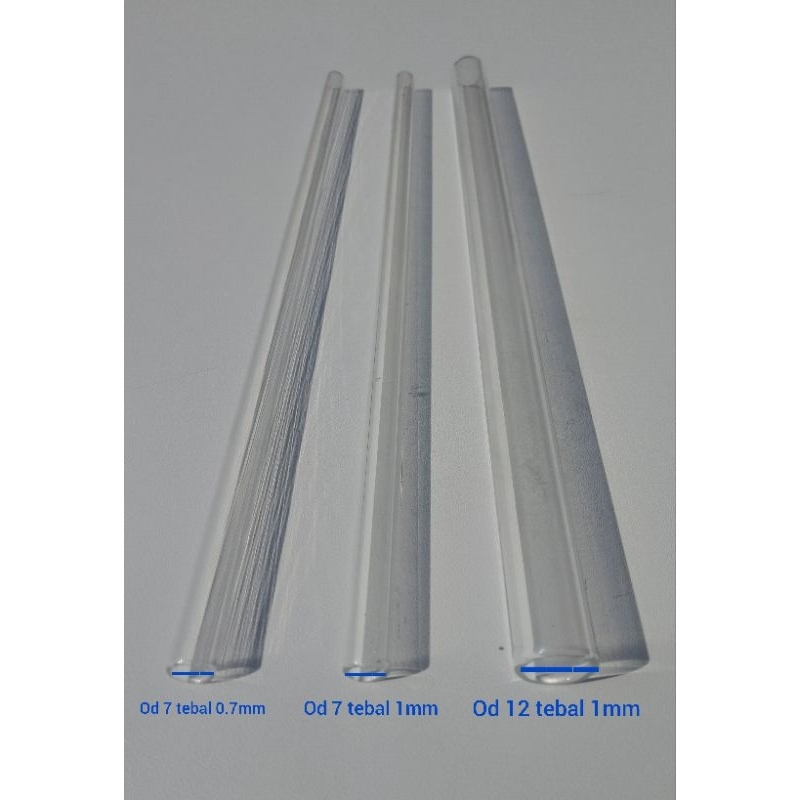 Sedotan pipa kaca p y r e x diameter 7mm panjang 20cmi
