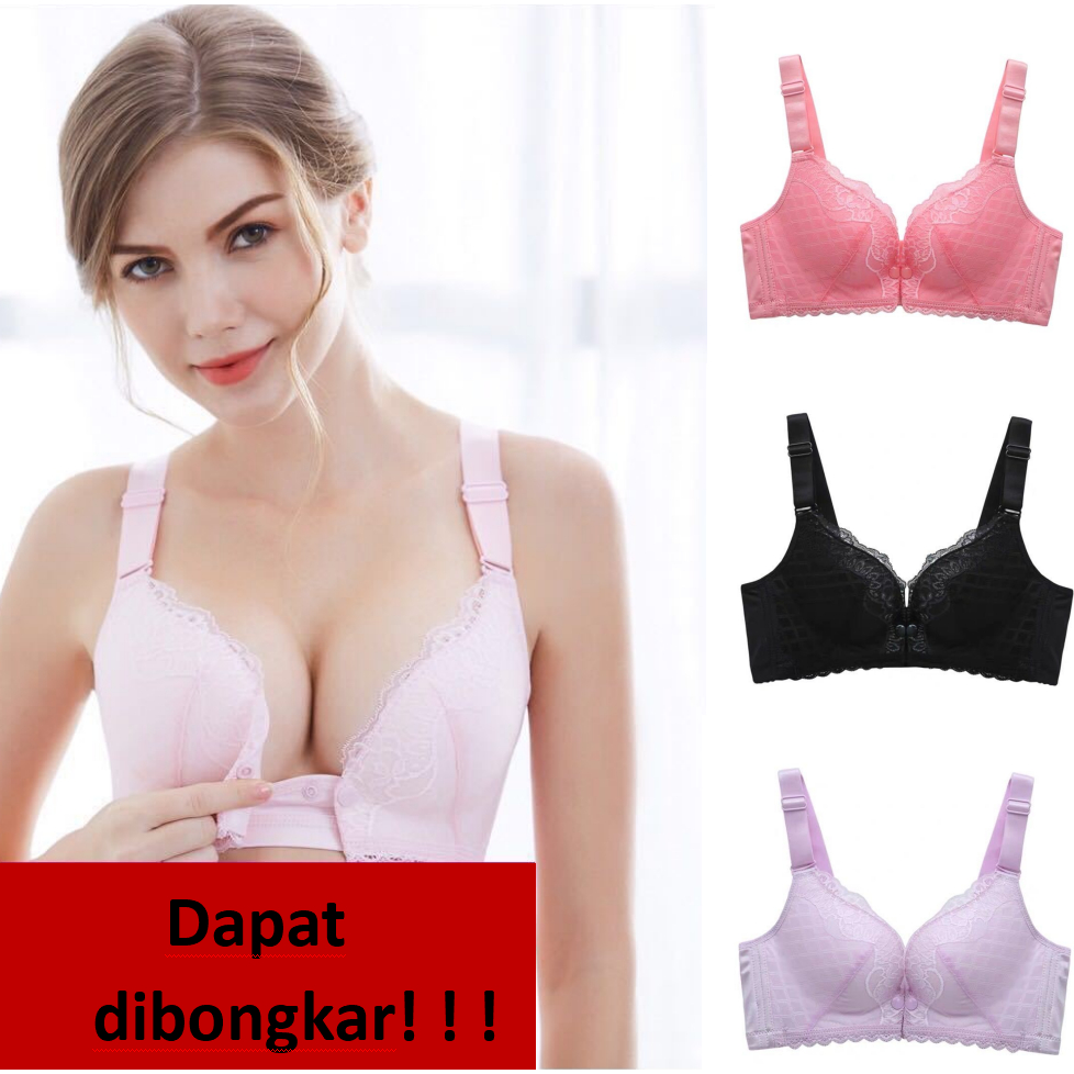 BRA / BH WANITA MENYUSUI 639 TIDAK ADA KAWAT, BUSA SEDANG BUKAAN DEPAN SIZE 34-42 KAIT 3 PAKAIAN DALAM WANITA IMPORT