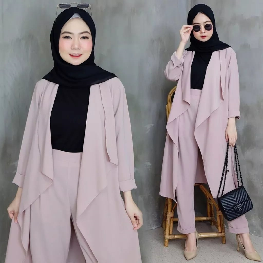 IndiStoree - Livior Set 2in1 Bahan Tory Burch Premium Setelan Wanita Terbaru 2024 Stelan Cardi Dan C