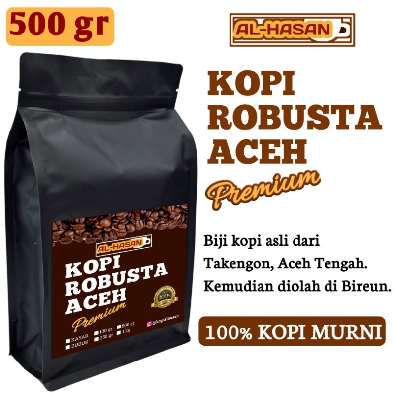 

Kopi Robusta Aceh Al-Hasan 100% Kopi Murni (500 gr)