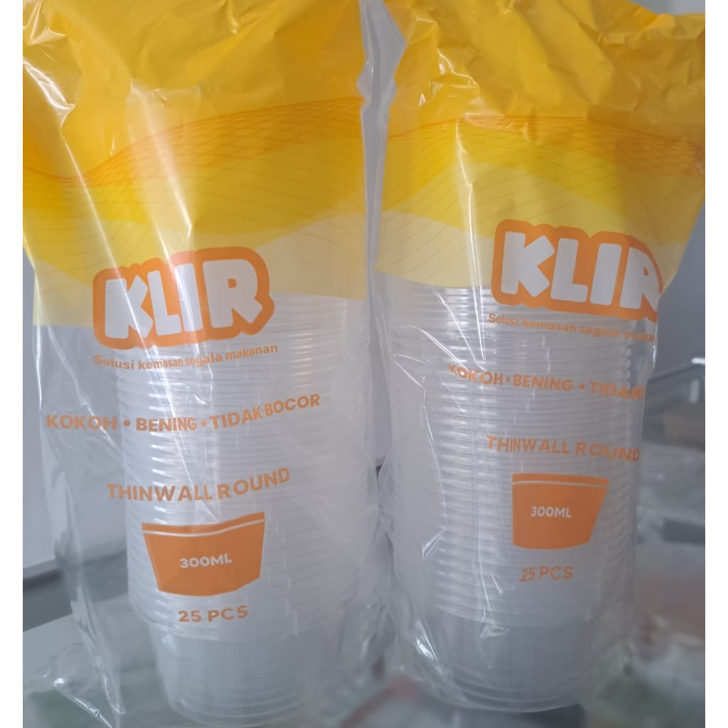 Thinwall wadah bulat dengan alas datar atau round ukuran 300ml merk klir 25pcs