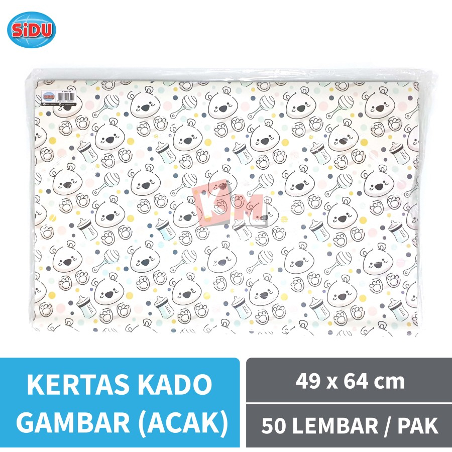 Kertas Bungkus Kado Motif Acak SIDU 1 Pak Isi 50 Lembar Sinar Dunia