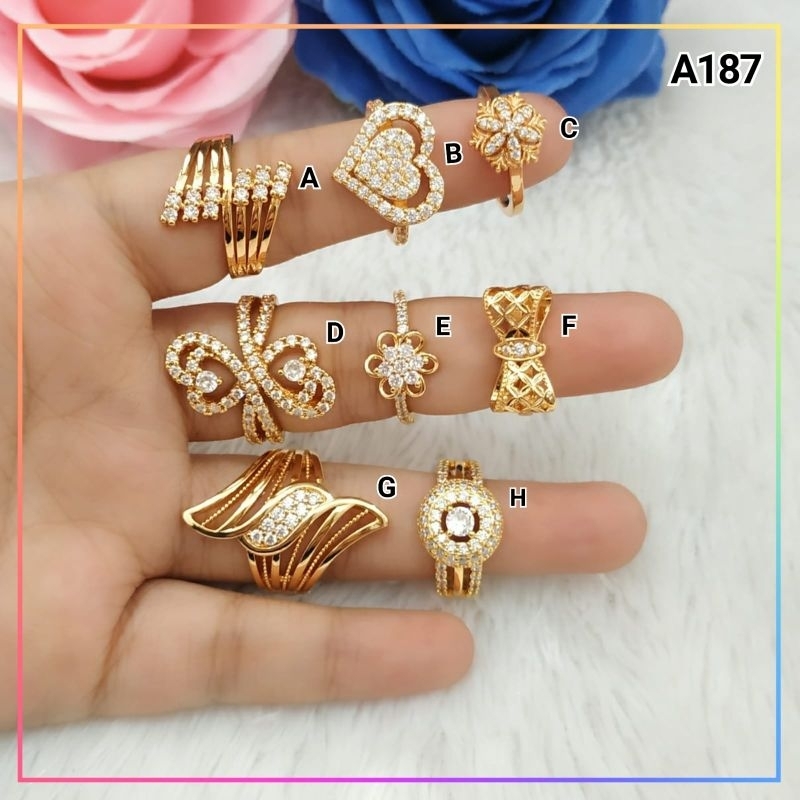 Cincin xuping cincin dewasa bunga pita terbaru perhiasan lapis emas A187