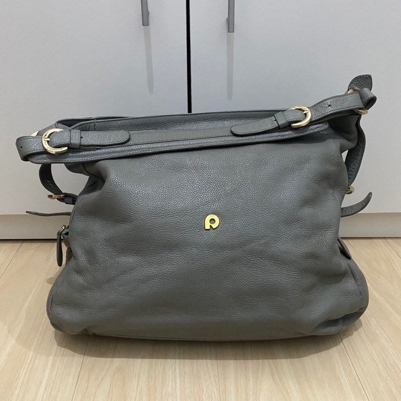 Preloved Papillon Light Grey Papillon Second Original Papillon Abu Shoulder Bag Kulit Asli