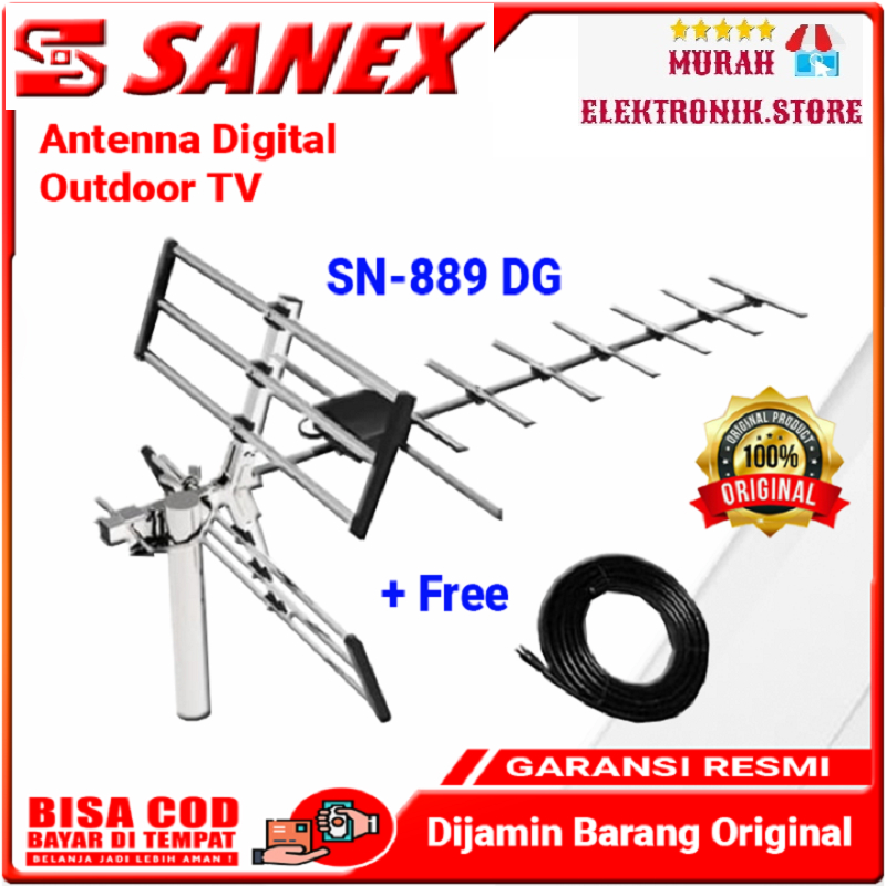SANEX ANTENA TV DIGITAL + BOOSTER SN 889 DG / SN-889 DG / SN889 DG (FREE KABEL) GARANSI RESMI