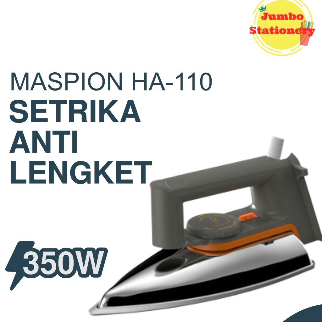 SETRIKA MASPION HA-110b / HA 110b / HA110b [ DRY IRON / 350W ] 100% ORI