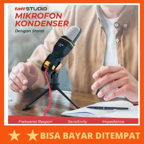 Mikrofon Kondenser Studio dengan Stand / Mikrofon Microphone Mikropon Condenser Youtuber Vlog Rekama