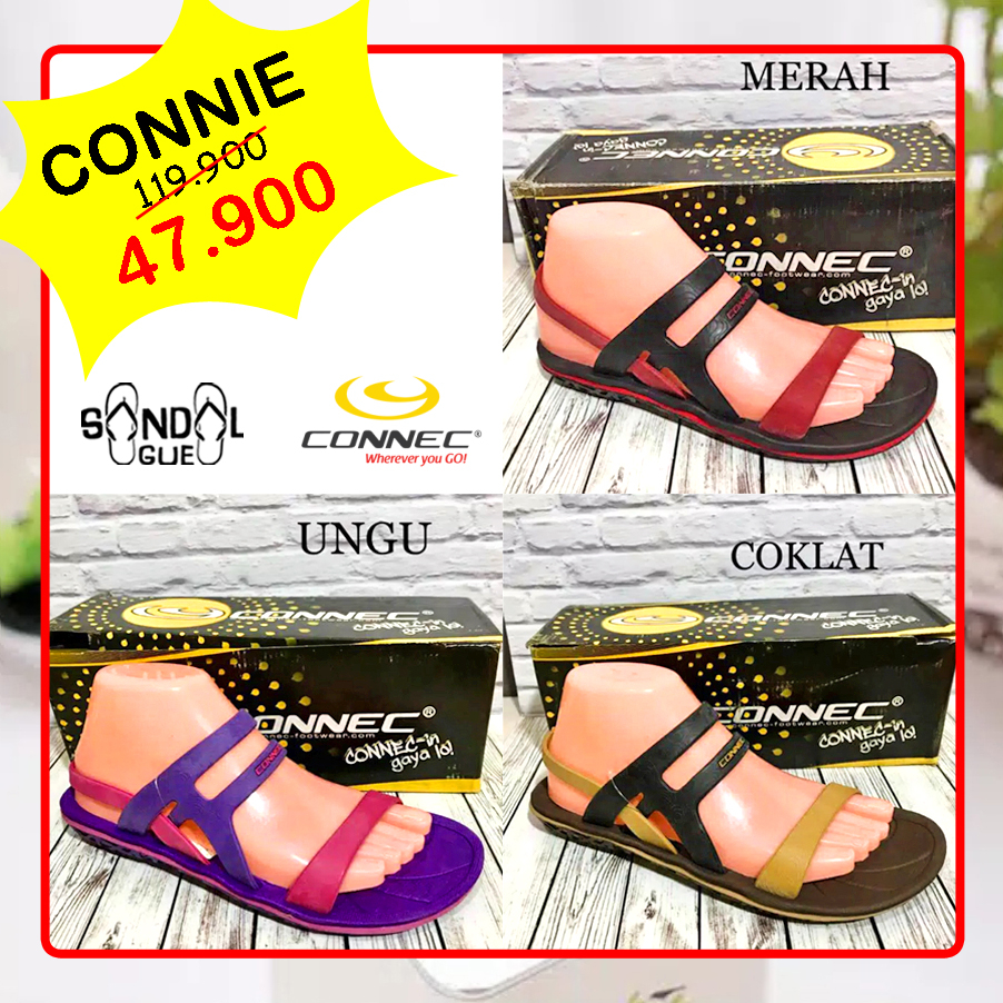 PROMO SANDAL WANITA KEKINIAN CONNEC CONNIE 100% BARU