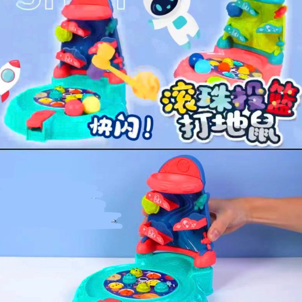 [tma] Mainan Lempar Bola Basket Pukul Tikus Seluncuran / Mainan Anak Sliding Ball / Hit The Ball / 2 in 1 Games