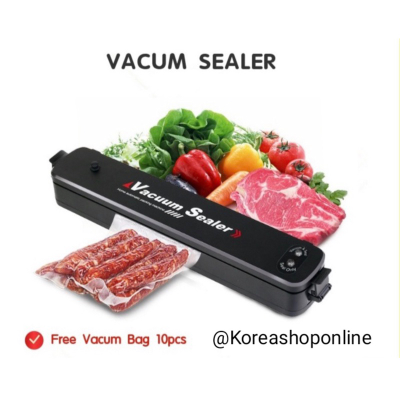 INDO KADO - FREE 10PCS PLASTIK - Mesin Vacuum Sealer Makanan Alat Vakum Dan Penyegel Pengemas Otomatis-330 V+10 PLASTICK