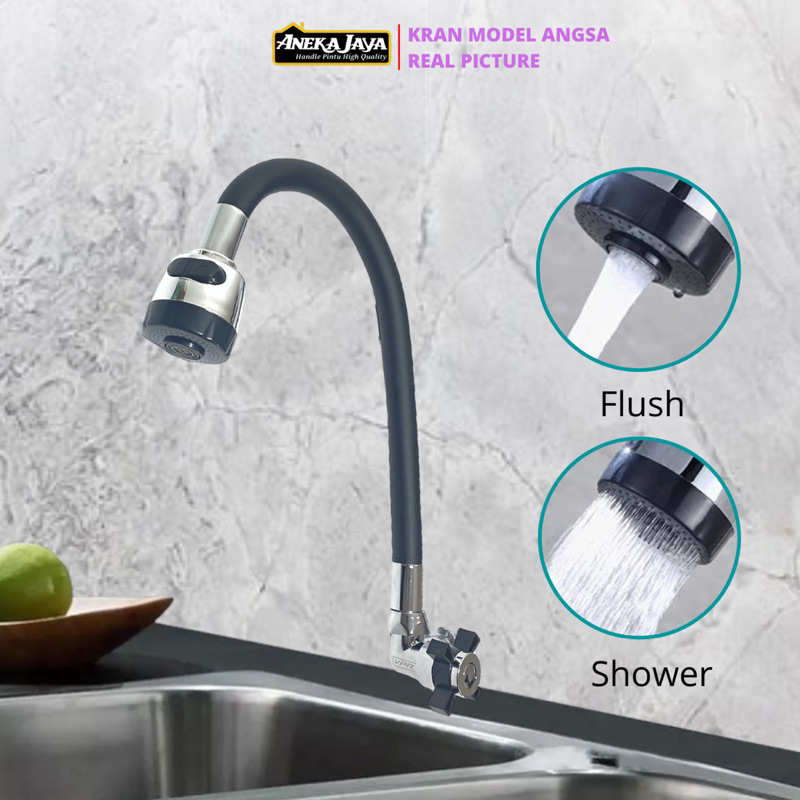 Kran Angsa Warna Fleksibel Cuci Piring Dapur Lapis karet - 1/2 Inch Material Stainlees Steel Anti Karat