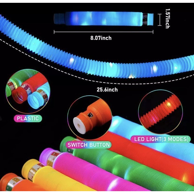 Mainan Poplight Lampu Spiral Pop Pipes Tube Viral Mainan Anak Pop Light Nyala Lamp Pelangi Warna Super Terang