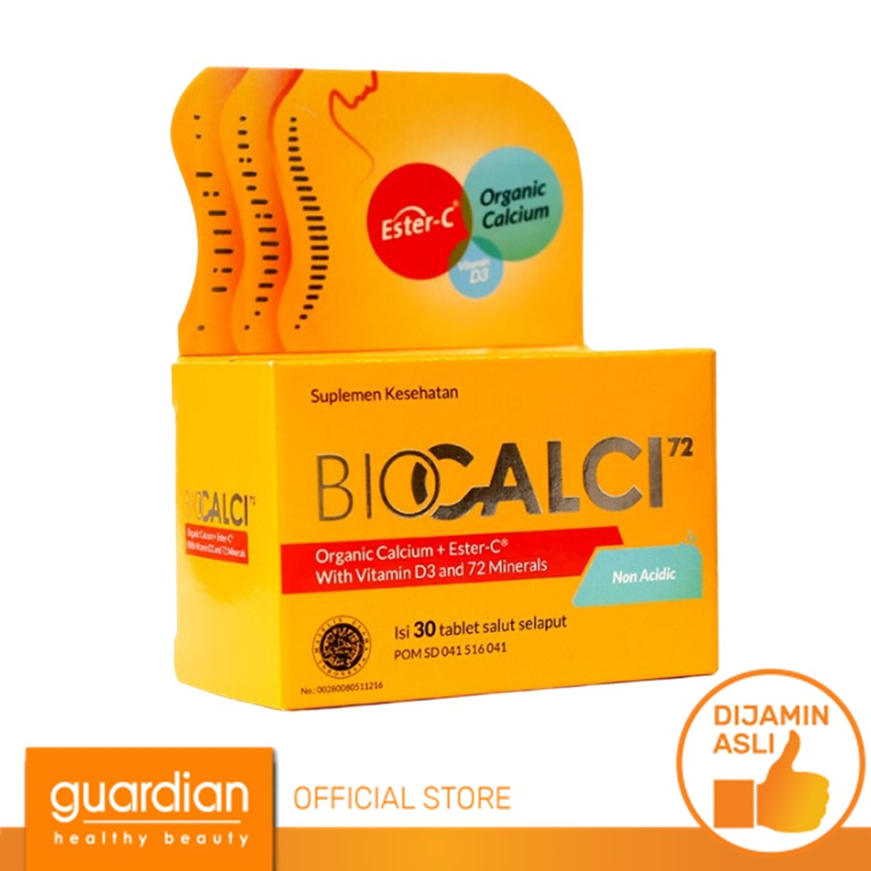 BIOCALCI-72 30 tablet (botol) Organic Calcium + Ester-C dan Vitamin D3