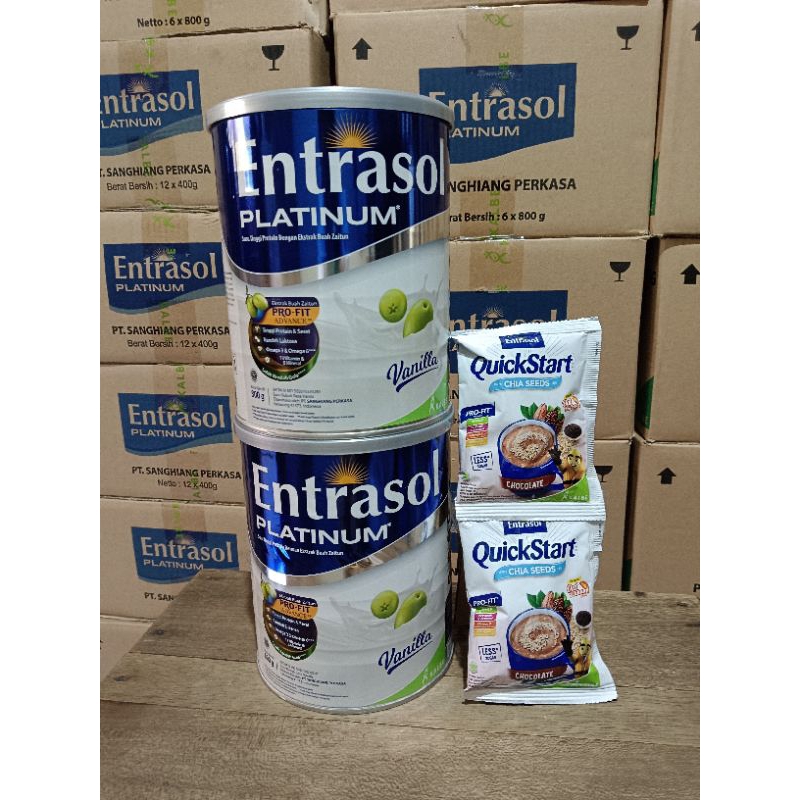 Entrasol platinum vanila 800 gr free 2pc entrasol quickstart