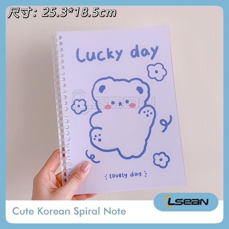 Notebook Spiral Cute Aesthetic Korean Hand Book Bear School Office