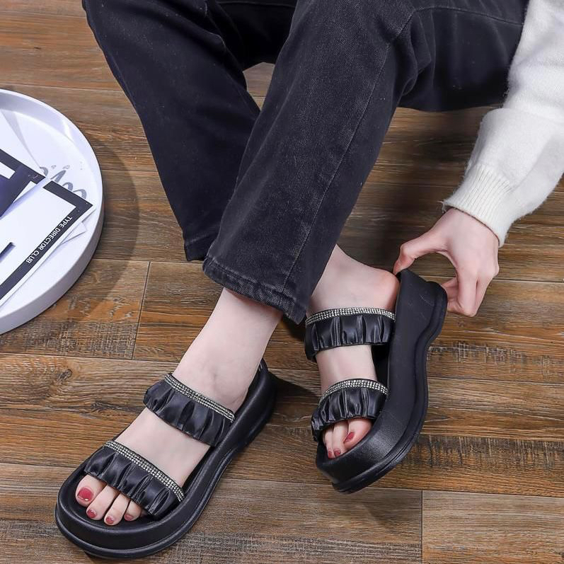 Sandal Wedges Wanita Import ANGELIN / Sandal Wedges Wanita Jelly Platform Karet Import Korea Terbaru