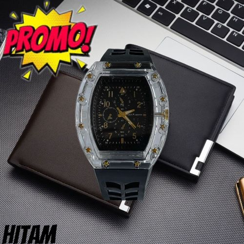 (BW) JAM TANGAN PRIA/WANITA OVAL STRAP RUBBER HP-186