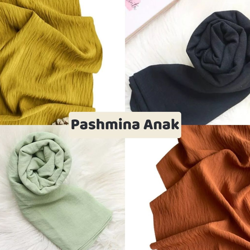 Pashmina Anak Crinkle Airflow / Pashmina Syakira Kids / Jilbab Anak Perempuan / Hijab Panjang / Pashmina Hitam