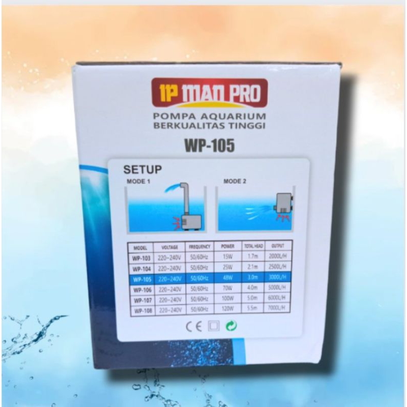 Pompa Kolam air Mancur Hidroponik IP MAN PRO WP 105