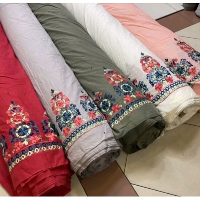 KAIN KATUN BORDIR RENDA PINGGIR