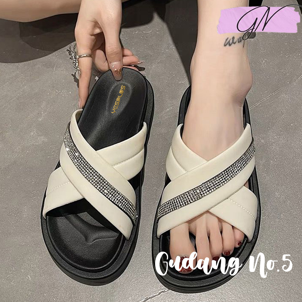 GN-809-2-Sandal Selop Jelly Tali Silang Wanita Terbaru Import Yesplus PCU