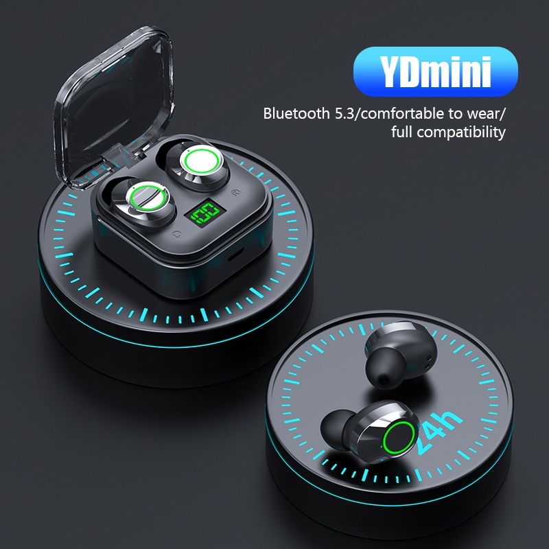 【BT036】Headset Bluetooth TWS Earphone YDmini Digital Indicator V5.3 BLUETOOTH Wireless bass Headphones