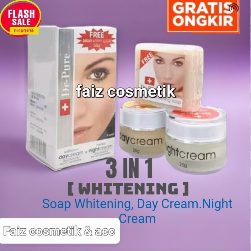 (ORI 100% BERGARANSI BPOM) DR PURE SET 3IN1 WHITENING BPOM TERBARU / DR PURE DAY CREAM / DR PURE NIGHT CREAM 100% ORI ASLI.