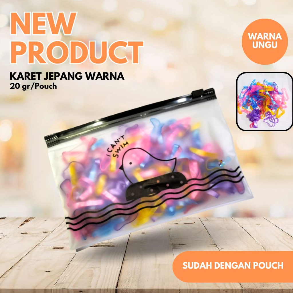 Ikat Rambut Karet Rainbow Karet Jepang free Pouch