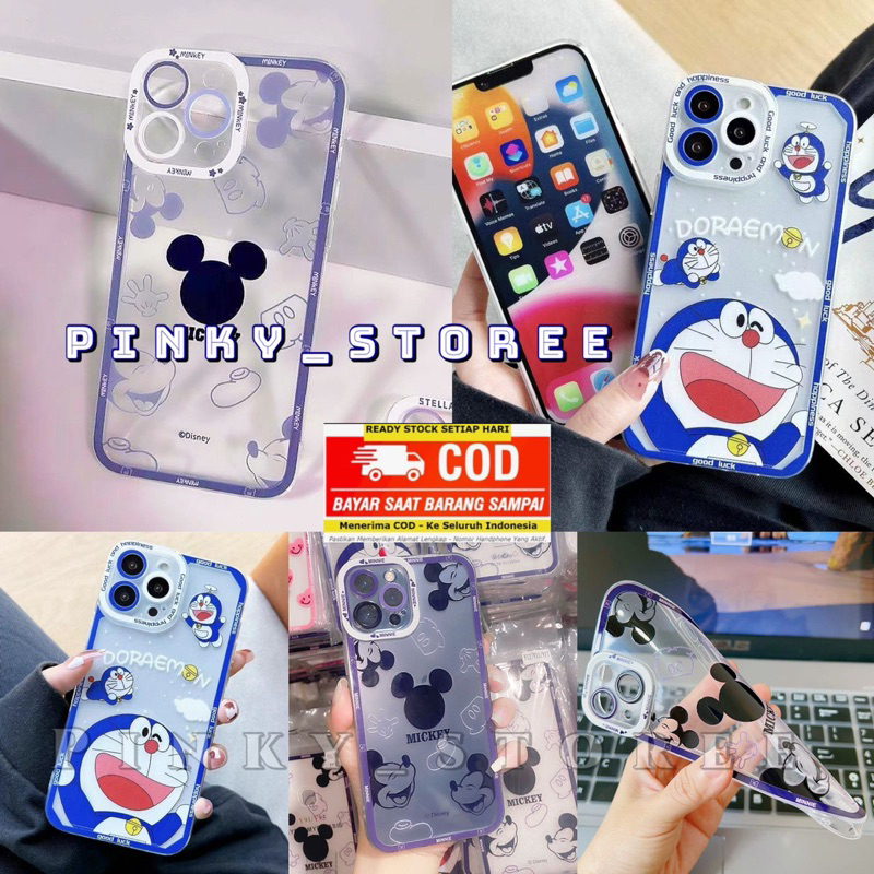 CASING OPPO A17/ A17K/ A77S/ A96/ A95/ A76/ A74 4G/ A57 2022/ A16/ A16E/ A16K/ A15/ A15S/ A53/ A33 2020/ A92/ A52/ A12/ A11K/ A7/ A5S/ A3S/ A1K/ A5 2020/ A9 2020/ A31 2020/ SOFTCASE PROTECTOR CAMERA MOTIF DORAEMON/ MICKEY