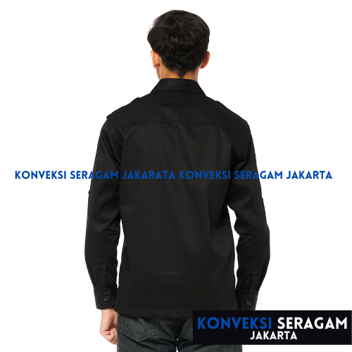 JUMBO-Baju Kemja PDL Lengan Panjang Pria - Seragam Pakaian Kerja Dinas Lapangan Outdoor Gunung Warna Hitam - Konveksi Jakarta Official