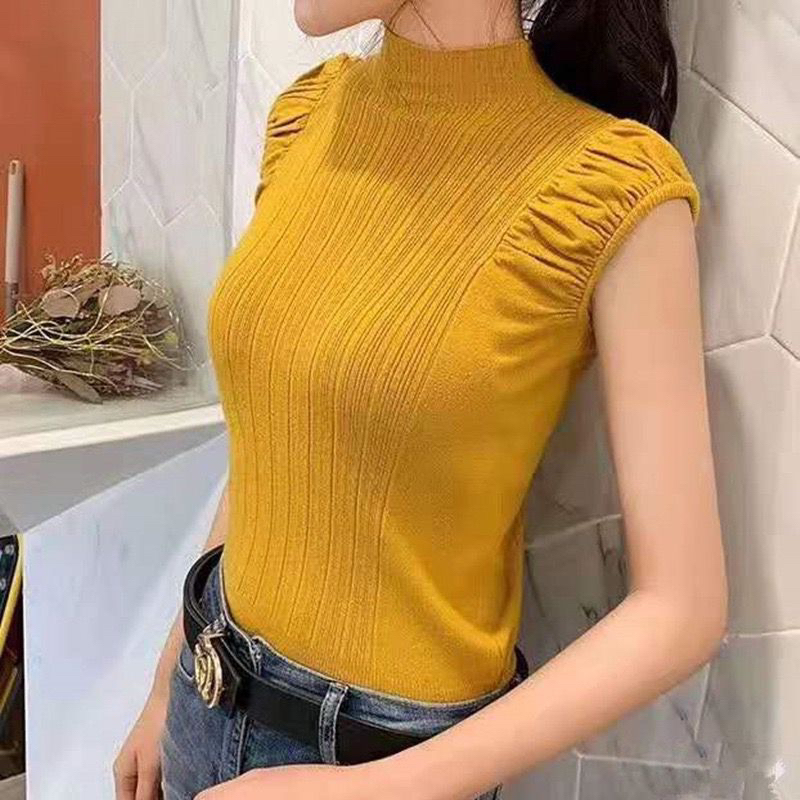 Pakaian Atasan Wanita Import 100% (T103) Blouse Knit Alena Lengan