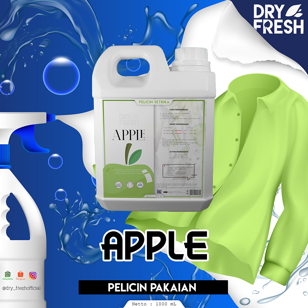 Pelicin setrika PREMIUM Pewangi setrika Laundry 1 Liter DRYFRESH APPLE