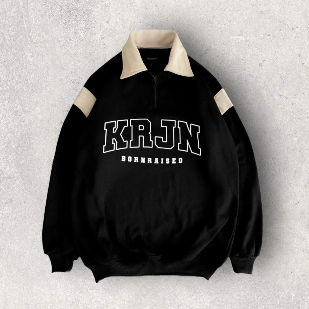 KRJN SWEATER HALFZIP PRIA BAHAN FLECE