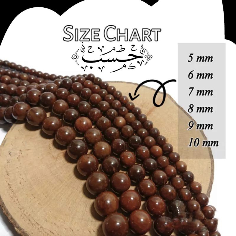 Tasbih Kokah/Kaukah Bulat 99 Butir Bulan Bintang 6mm