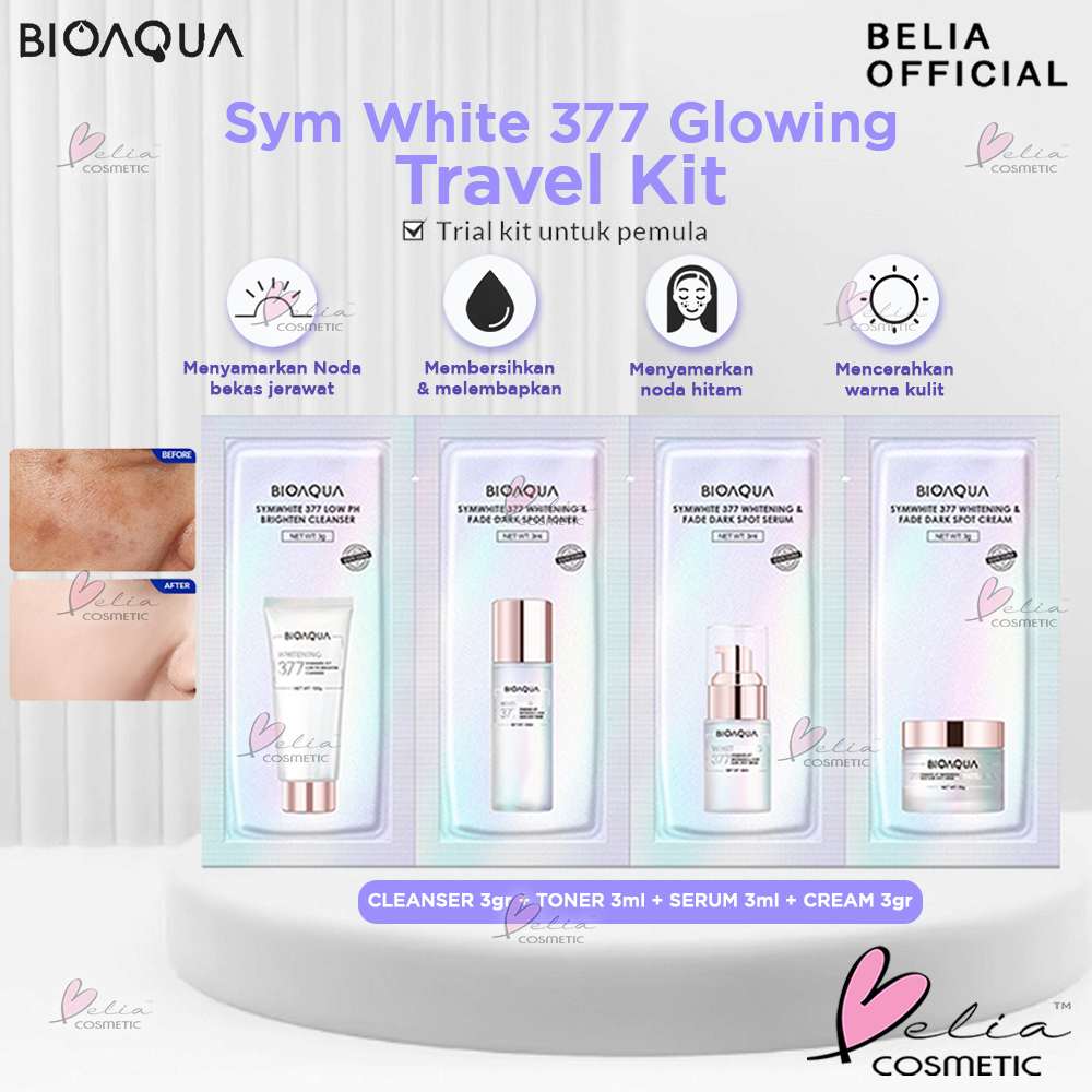 ❤ BELIA ❤ BIOAQUA SymWhite 377 Glowing Travel KIT | Skincare | Flek Hitam | Toner | Cleanser | Cleanser | Serum | Travel Kit | BPOM