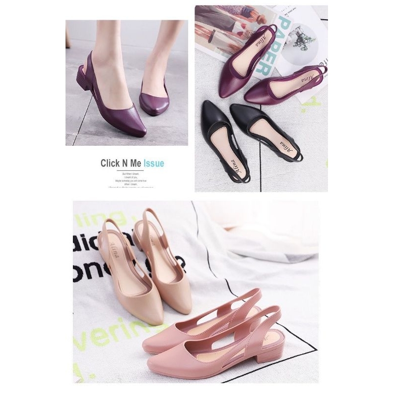 Sepatu fashion Wanita Heels Jelly Alina polos import High Quality