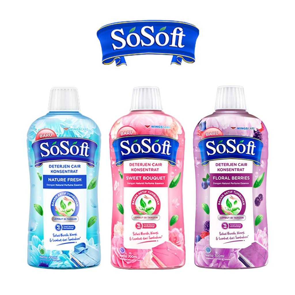 SoSoft Deterjen Cair Konsentrat Nature Fresh 750 ml - Botol