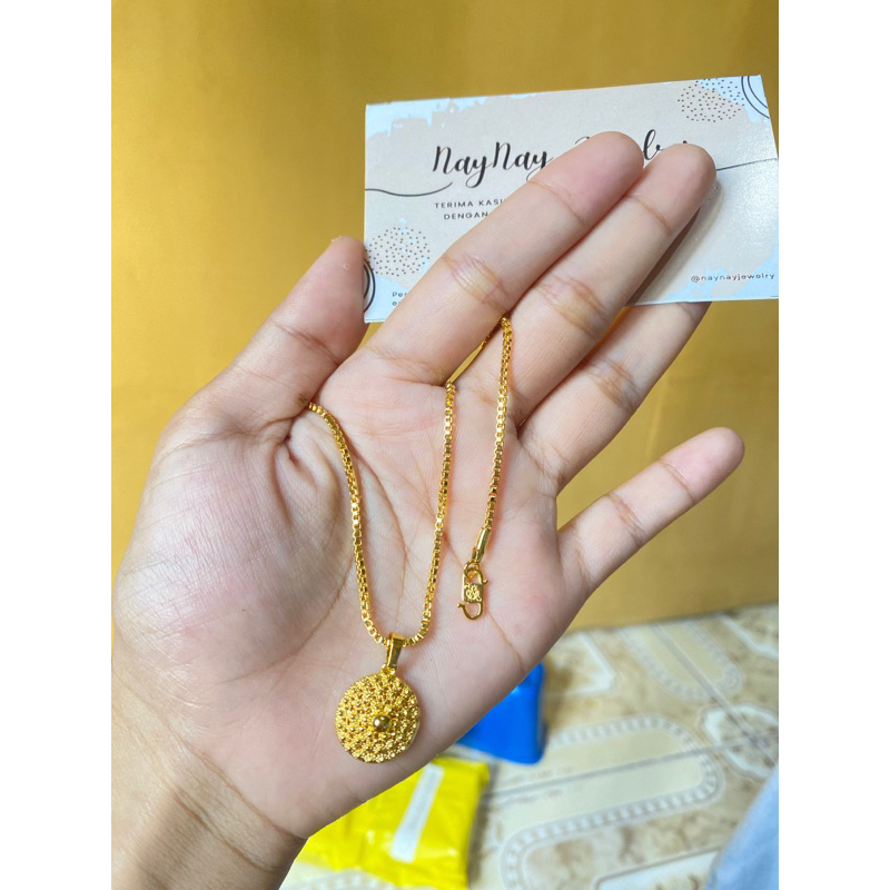 Kalung italy + Liontin warna 24k