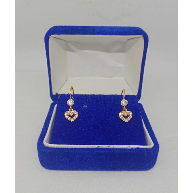 anting kait love mp/perak asli silver 925 lapis emas/perhiasan fashion wanita terbaru