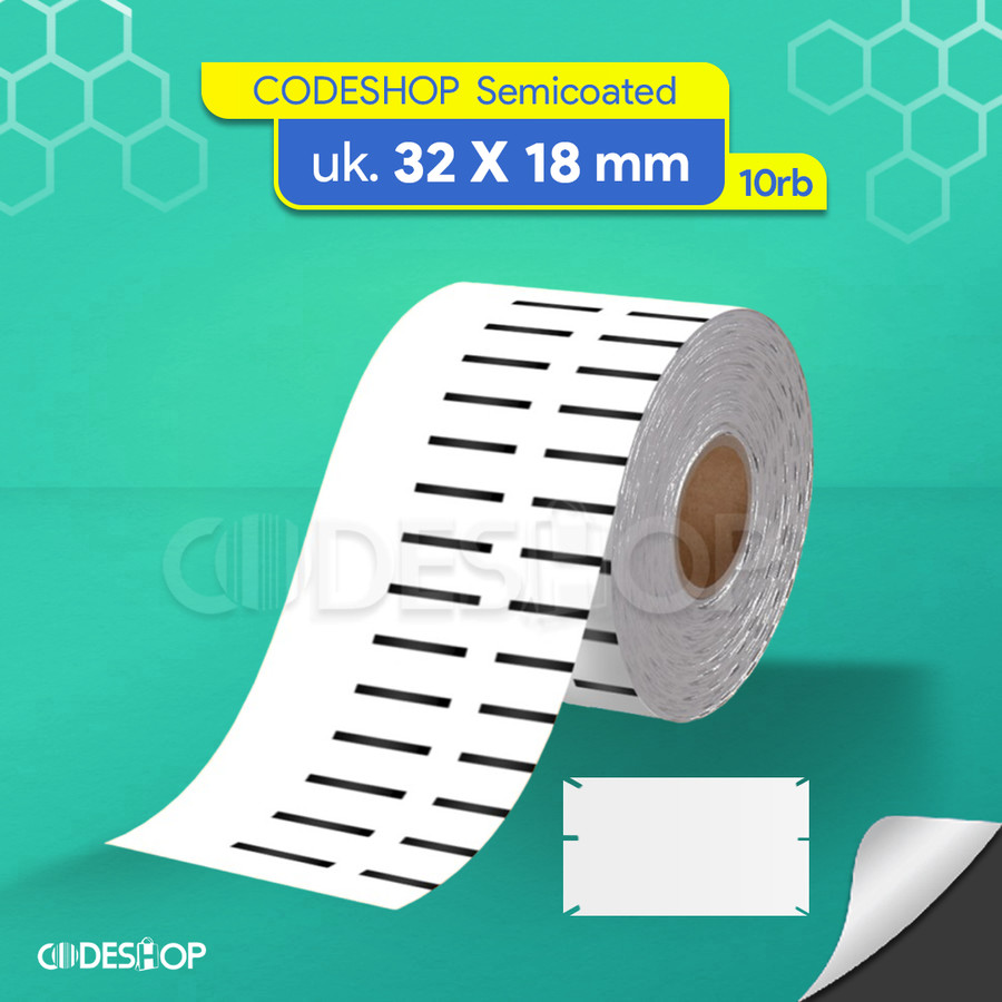 

Codeshop Stiker Label Barcode 32 x 18 mm Semicoated 3 Line isi 10000 Pcs Cacah