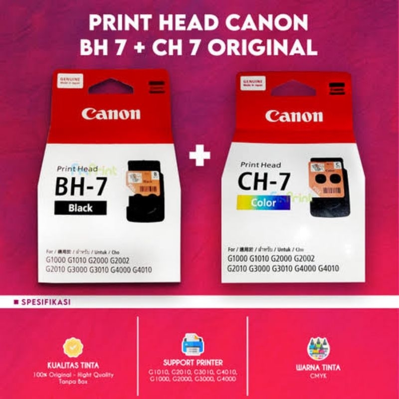 print head Canon bh-7 black &amp; ch7 colour satuan Original for Canon G1000,G1010,G2002,G2010,G3000