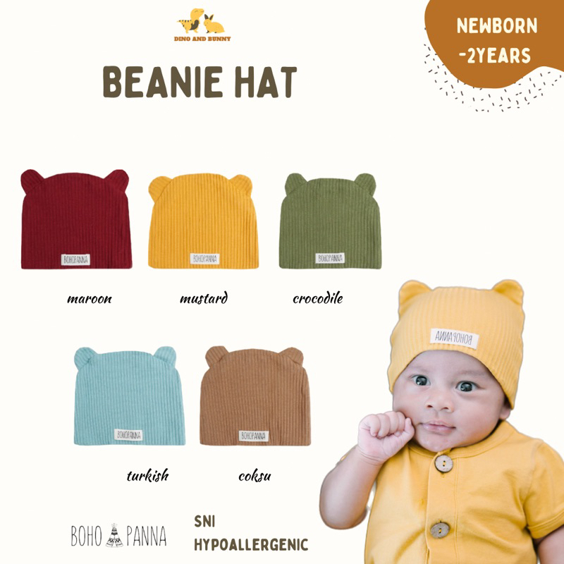 DINOANDBUNNY - BEANIE HAT - Bohopanna - Bohobaby - Topi Kupluk Bayi Anak Unisex Newborn